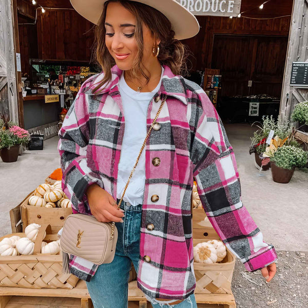 Fall Colored Flannel Shacket Jacket - Love Bug Apparel®