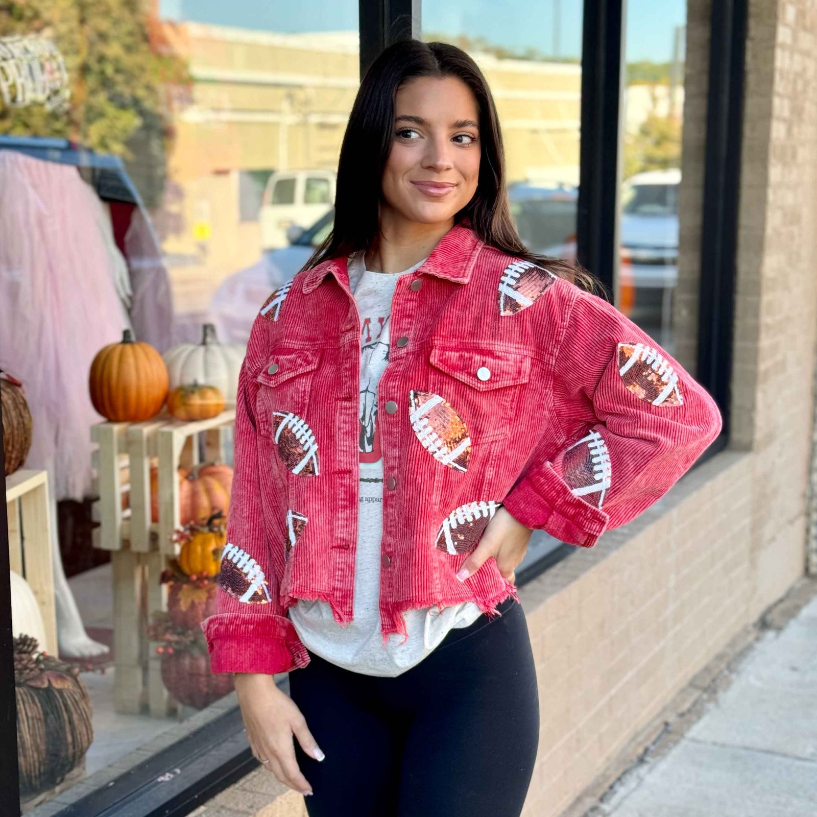Sequined Football Corduroy Jacket – Love Bug Apparel