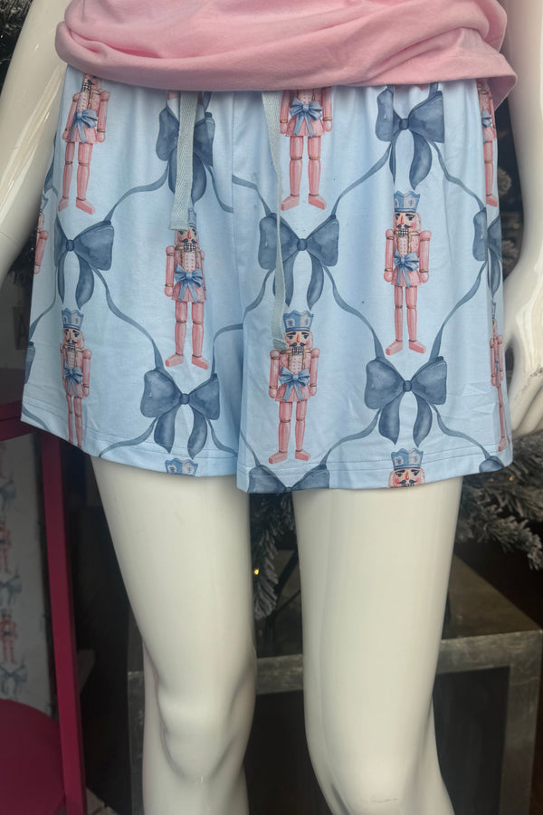 Adult Blue Nutcracker Pajama Shorts