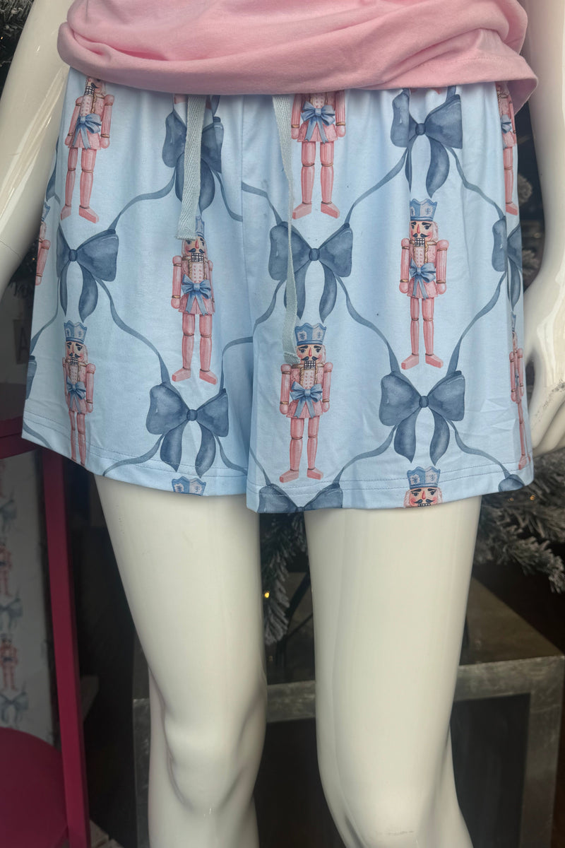 Adult Blue Nutcracker Pajama Shorts