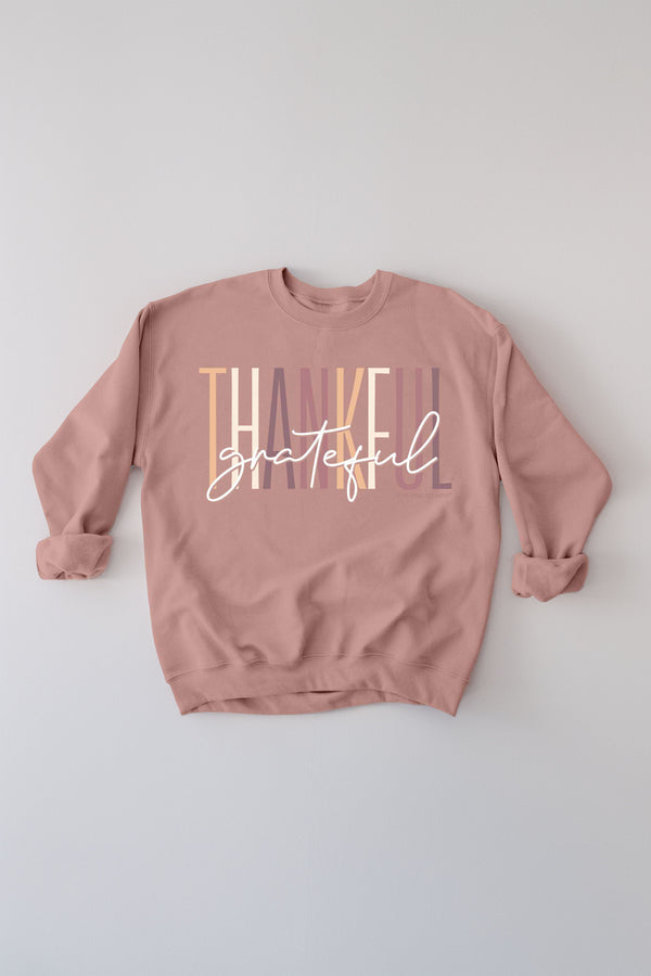 Thankful Grateful Mauve Sweatshirt PRE-ORDER
