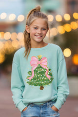 Pink Bow Tree Youth Sweatshirt