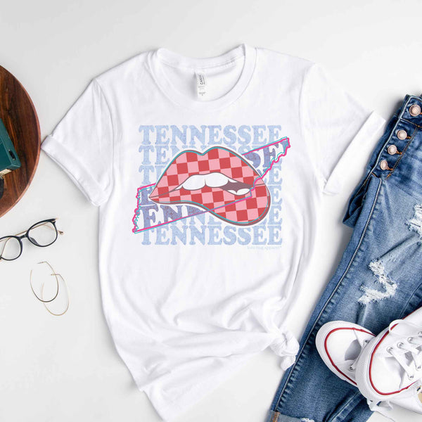 TN Checkered Lip State Shirts & Tops - Love Bug Apparel®