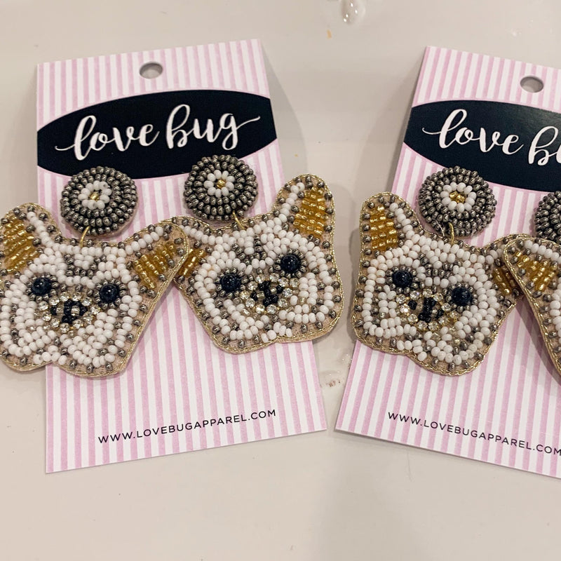 French Bulldog Beaded Earrings Earrings - Love Bug Apparel®