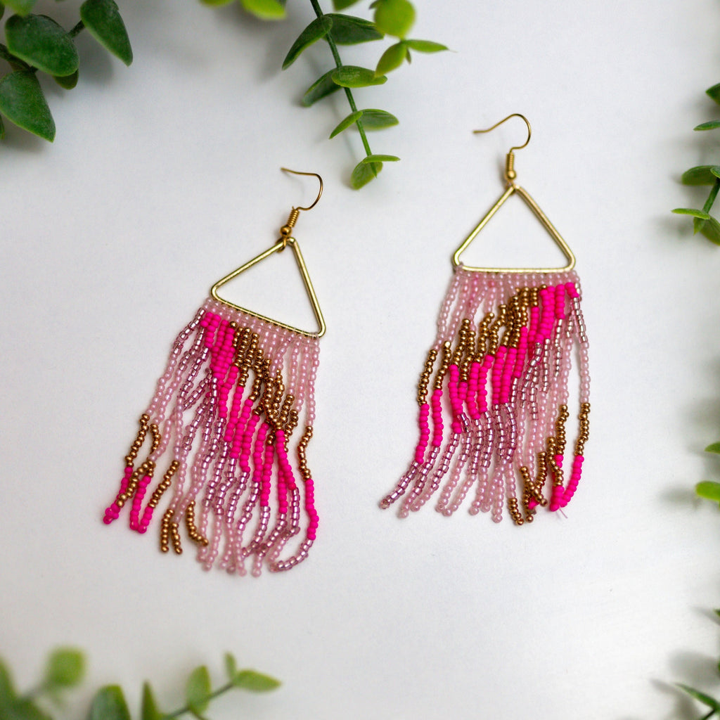 Chic Pink Turban with Tassel Earrings Camille Tassel Earrings (Hot Pink, Wear 3 Ways) — Tiffany  main image 3
