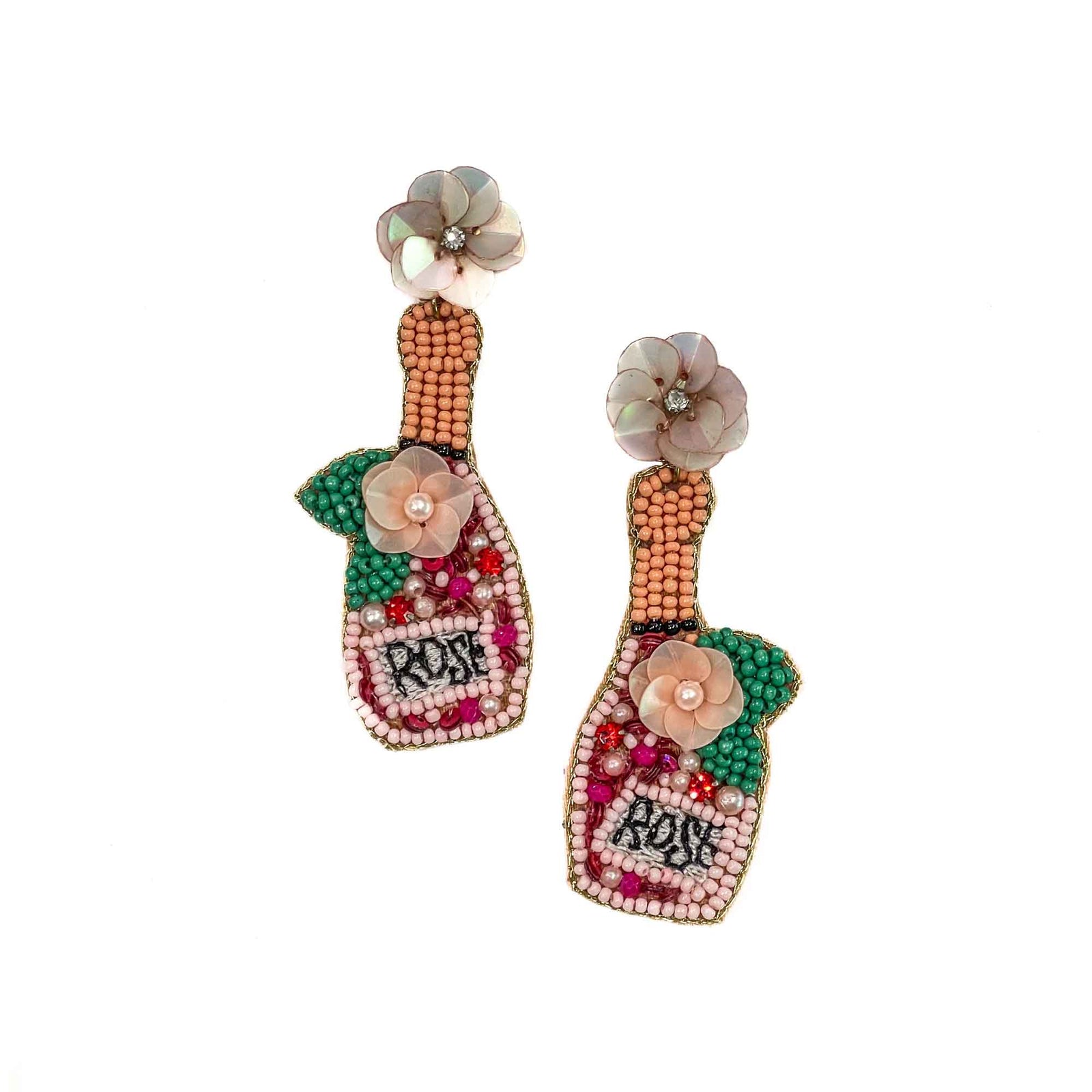 Rosé Bottle Beaded Earrings – Love Bug Apparel