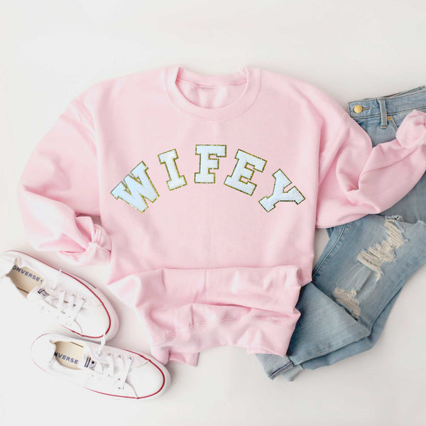 Wifey Varsity Letter Sweatshirt Sweatshirt - Love Bug Apparel®